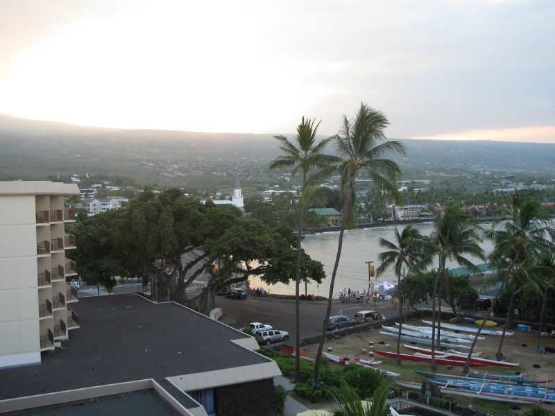 View out the hotel window in Kona